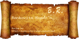Benkovits Román névjegykártya
